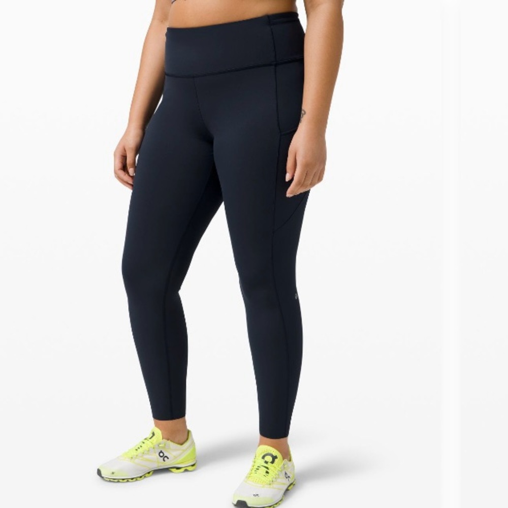 Lululemon Fast and Free Brushed Fabric High Rise Tight 28” True Navy - Size 20